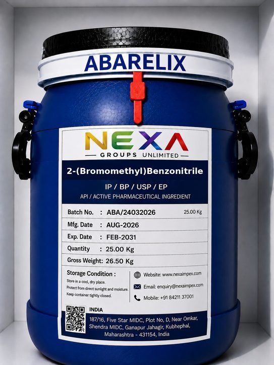2-(Bromomethyl)Benzonitrile Manufacturer & Supplier in India | Nexa Impex packaged and supplied by NexaImpex