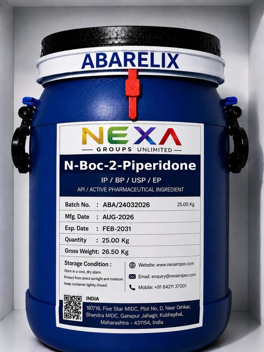 N-Boc-2-Piperidone Manufacturer & Supplier in India packaged and supplied by NexaImpex
